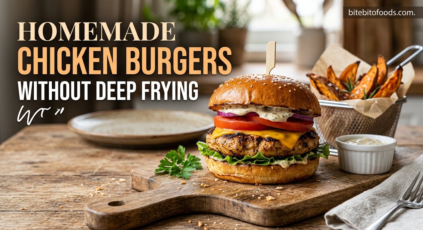 Homemade Chicken Burgers Without Deep Frying: Easy, Juicy, and Delicious